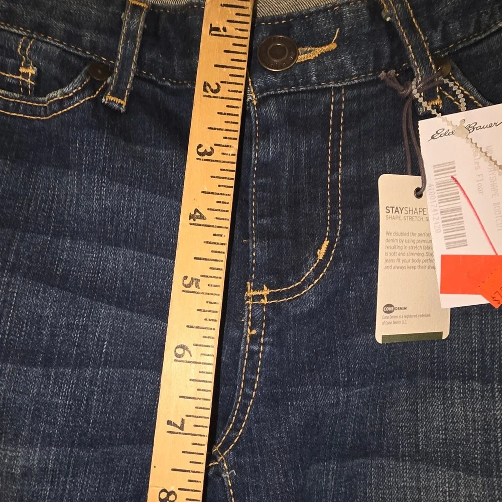 Eddie Bauer Bootcut Jeans 0 Women Dark Wash Curvy StayShape Stretch Denim